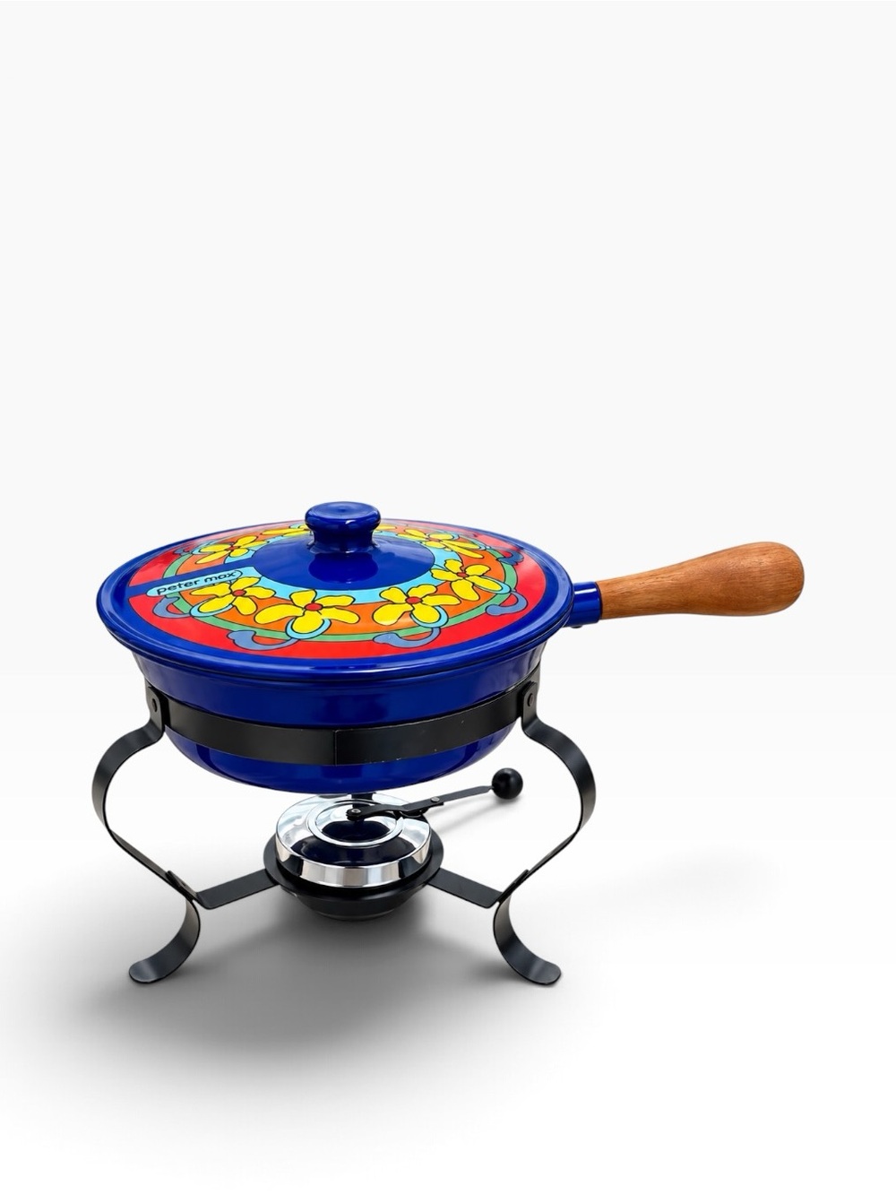 RARE Vintage Peter Max Psychedelic Flower Power Enamel Chafing Dish & Fondue Set